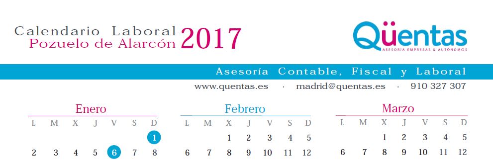 Calendario laboral Pozuelo de Alarcon 2017