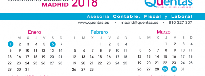 Calendario Laboral de Madrid 2018