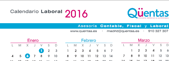 calendario laboral 2016